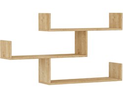 HOCUS PICUS Wandplank met 3 Niveaus – Eiken – Modern Design – Zwevend Wandrek – Gemakkelijk te Monteren – Voor Woonkamer, Kantoor & Opslag – 119x66,5x22 cm