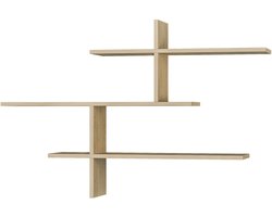 HOCUS PICUS Wandplank met 3 Niveaus – Moderne Houten Opbergrek – Eenvoudige Montage – 123 x 81 x 22 cm – Eikenkleur
