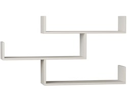HOCUS PICUS Wandplank met 3 Niveaus – Wit – Modern Design – Zwevend Wandrek – Gemakkelijk te Monteren – Voor Woonkamer, Kantoor & Opslag – 119x66,5x22 cm