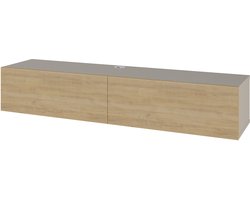 HOCUS PICUS Zwevend TV-Meubel met 2 Deuren en Verborgen Bevestiging – Moderne Opbergkast 135(B) x 32(D) x 25(H) cm voor Woonkamer of Kantoor – Sandstone Eiken