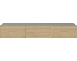 HOCUS PICUS Zwevend TV Meubel – TV Kast met 3 Deuren & Verborgen Ophangsysteem – Wandmeubel 180×30×30 cm – Modern Opbergkast voor Woonkamer of Kantoor – Ash Groen - Eiken