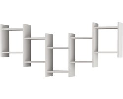 HOCUS PICUS Zwevende Wandplank, 5-Lagen Wandrek, Houten Composiet Plank, Moderne Wanddecoratie voor Accessoires en Boeken – Woonkamer, Kantoor, Eenvoudige Montage (Wit)