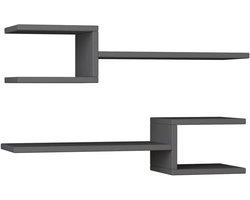 HOCUS PICUS Zwevende Wandplanken Set van 2 – Moderne Wandrekken voor Woonkamer, Slaapkamer, Kantoor – Wandmontage Boekenplank & Organizer voor Decoratie en Opbergen (Antraciet)