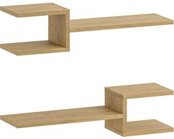 HOCUS PICUS Zwevende Wandplanken Set van 2 – Moderne Wandrekken voor Woonkamer, Slaapkamer, Kantoor – Wandmontage Boekenplank & Organizer voor Decoratie en Opbergen (Eiken)