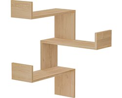 Hocuspicus 3-laags Hoekboekenplank voor Woonkamer, Kantoor en Meer – Eenvoudig te Monteren Hoekrek – 60 x 90 x 22 cm – Eiken