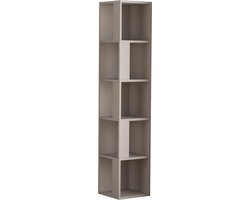 Hocuspicus 5-Laags Hoekboekenkast – Diverse Kleuropties – 31,4x31,4x158,9 cm – Wandmontage – Boekenkast voor Woonkamer of Kantoor – Eenvoudige Montage – (Licht Mokka)