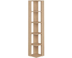 Hocuspicus HOCUS PICUS 5-laags Hoekboekenkast – 161x34x34cm – Boekenkast voor Woonkamer of Kantoor – Veel Kleuropties – Eenvoudig te Monteren – Opberg- en Displaymeubel (Eiken)