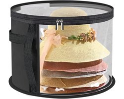 Hoed Opbergdoos - Opvouwbare Hoed Opbergdozen - Opbergdoos voor hoeden - Ronde Hoedendozen - Stapelbare Hoeden Organizer - Hoedendoos - Baseballpet organizer - Opvouwbare reishoedendoos - Zwart - 42*42*27.8cm - PVC