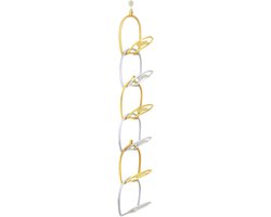 Hoedenrek - Hoedenstandaard Organizer - Hoofddeksels Opbergen - Met Haken - 17 x 15 x 17 cm - Blauw en Geel