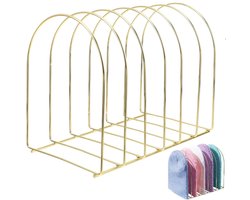 Hoedenrek van wol - Hoedenorganizer voor op het bureau - Gouden hoedenrek met 7 vakken - Goud - Organizer voor meerdere hoeden - Organizer voor gebreide hoeden - Metalen hoedenrek - Bureau-organizer voor documenten