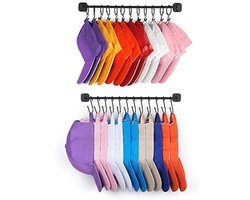 Hoedenrek voor aan de muur - Metalen organizer voor 24 honkbalpetten - 12 clips en 12 haken - Wandmontage voor hoeden