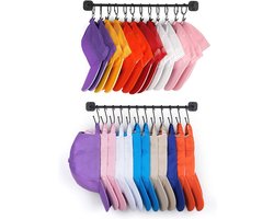 Hoedenrek voor Muur - Metalen Organizer voor 24 Honkbalpetten met 12 Clips en 12 Haken - Wandmontage voor Hoeden