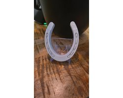 Hoefijzer gegoten in epoxy decoratie wit metalic laserkado