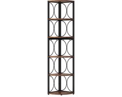 Hoek boekenkast Livantus - 6 Lagen - Hoekkast - Bruin - Hoekrek - Voor Woonkamer, Slaapkamer of Kantoor