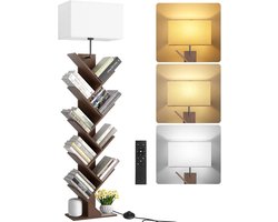 Hoek Boekenkast met Licht en Afstandsbediening - 9 Lagen Smal Houten Rek voor Woonkamer en Kinderkamer