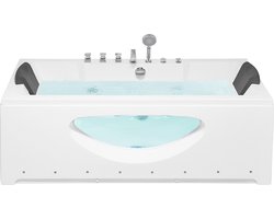 Hoek bubbelbad met LED HAWES 180 x 80 cm Wit