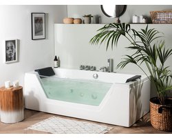 Hoek bubbelbad met LED SAMANA 153 x 71 cm Wit