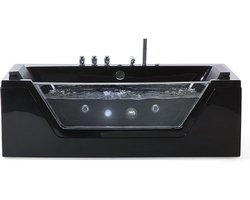 Hoek bubbelbad met LED SAMANA 153 x 71 cm Zwart