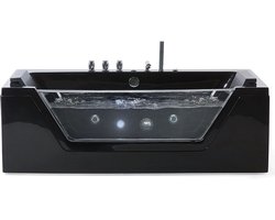 Hoek bubbelbad met LED SAMANA 162 x 76 cm Zwart
