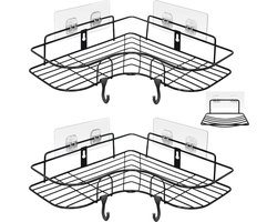 Hoek Douche Caddy Set - 2 Pack Badkamer Organizer met Zeepbakje, Zelfklevend Opbergrek zonder Boren voor Douche en Keuken