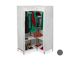 hoek kledingkast - 8 vakken - steeksysteem - 169x100x83 cm - stof - garderobekast - wit