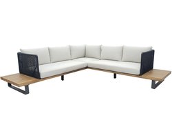 Hoek Loungebank Tenerife | 2-delig | Antraciet & Sand | Acacia & Rope