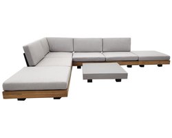 Hoek Loungeset Los Angeles | 7-delig | Stone Grey | Acacia | Eurofar