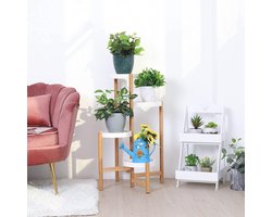 Hoek Plant Stand Binnen, 4 Tier Plant Display Plank Bamboe Plant Pot Standhouder Hoge Bloem Stand Rack voor Indoor Home Decor