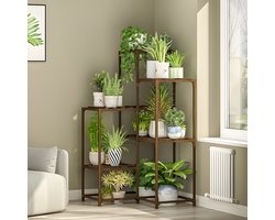Hoek Plantenstandaard 7 Laags Bruin Houten Plantenrek Binnen Buiten Balkon Tuin Woonkamer Meerdere Planten Plank Houder