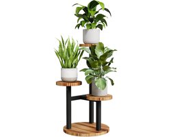 Hoek Plantenstandaard Hout – 3 Niveaus Plantenrek voor Binnen & Buiten – Gelaagde Plantentafel voor Raam, Balkon & Tuin
