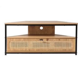Hoek-TV-meubel 1 deur met rotan webbing L100 cm - JAYA