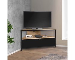Hoek TV-meubel 100 cm Industrieel Design met Kast | Compact TV Meubel 100 x 30 x 45 cm voor Woonkamer | Abkantoor