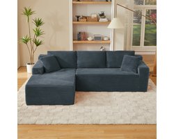 Hoekbank - 252,5x163x65 cm - Donkergrijs - Linnen - Zachte Zit - Modulaire Bank - Geen Montage