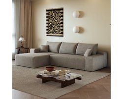 Hoekbank - 270x175x83 cm - Modulaire Chaise - Zonder Montage - Ribstof - Camel