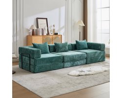 Hoekbank - 300x100x63 cm - Donkergroen - Chenille - Modulaire Bank - Geen Montage