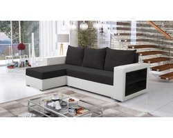 Hoekbank Alexandra met bed functie en opbergruimte Black and White - Hoeksalon storage and slaapoptie - zetels en bedden