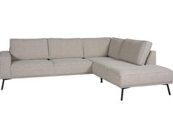 Hoekbank Alford - Textiel - Naturel - 260x85x208 cm - Divan Rechts - Zwarte Poten
