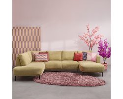 Hoekbank Andelst - Stof Mito Geel - 323x82x206 cm (BxHxD) - U-bank - Divan Links / Chaise Rechts