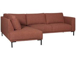 Hoekbank Andelst - Textiel - Steenrood - 272x82x206 cm (BxHxD) - Divan Links - Boucle