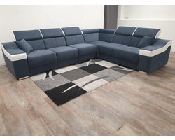 hoekbank arizona- blauw grafiet/wit- (echte fotos) - Hoeksalon