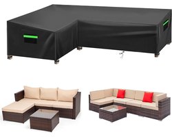 Hoekbank beschermhoes L-vormig voor tuinmeubelen Rotan Waterdicht Zwart