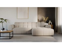 hoekbank chicago- beige stof- lounge rechts - hoekzetel zonder bed en opbergruimte- zetelsenbedden