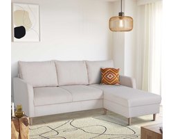 Hoekbank Chip rechts - 192x137x82cm - beige ribfluweel