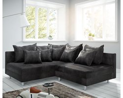 Hoekbank Clovis antraciet antieke look hoek bank links ottomaan modulair