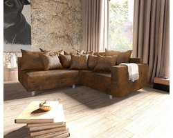 Hoekbank Clovis bruine antiek look met armleuning ottomane rechts hoekbank modulair