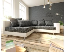 Hoekbank Clovis wit zwart met armleuning ottomane hoekbank links Module-bank