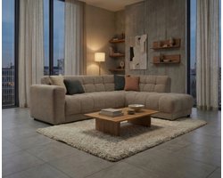 Hoekbank Cosy rechts stof Egon 40 Taupe – 272x215x78 cm - modern