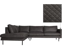 Hoekbank - Daisy - links - leer Colorado antraciet 01