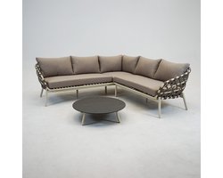 Hoekbank Dakota Creme Bruin met salontafel
