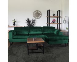 Hoekbank design Darsiono 280cm bank donkergroen velvet loungebank zowel links als rechts bankstel hoeksalon zetel